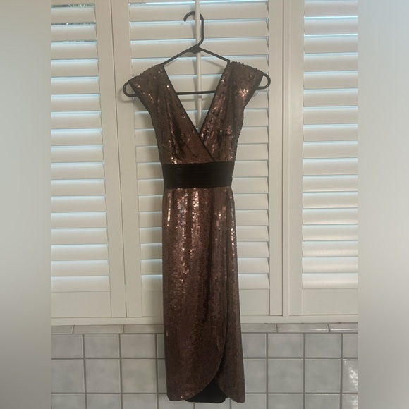 BCBG Bronze Midi Sequin  Dress worn once - Picture 4 of 7